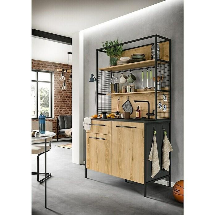 Single kitchen design gray oak